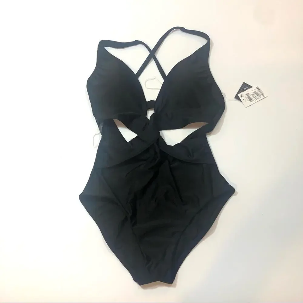 Bar III black wrap around one piece swimsuit